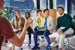 people networking in an office environment