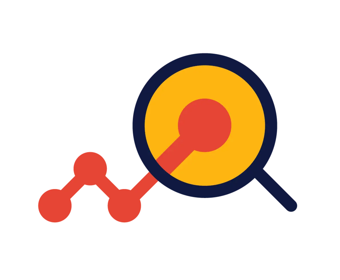 an illustration of a manifying lens looking at data