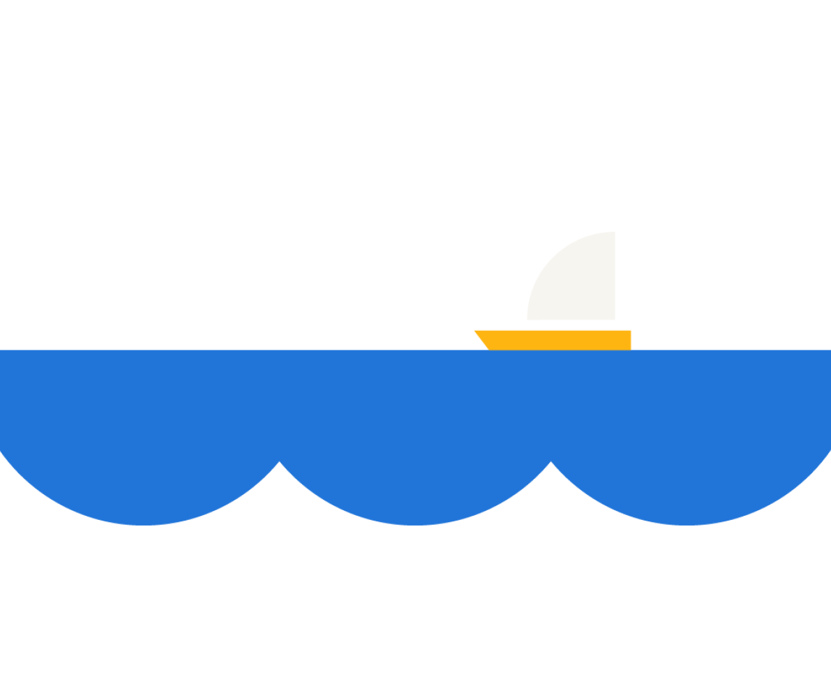 An illustration of a boat on an ocean