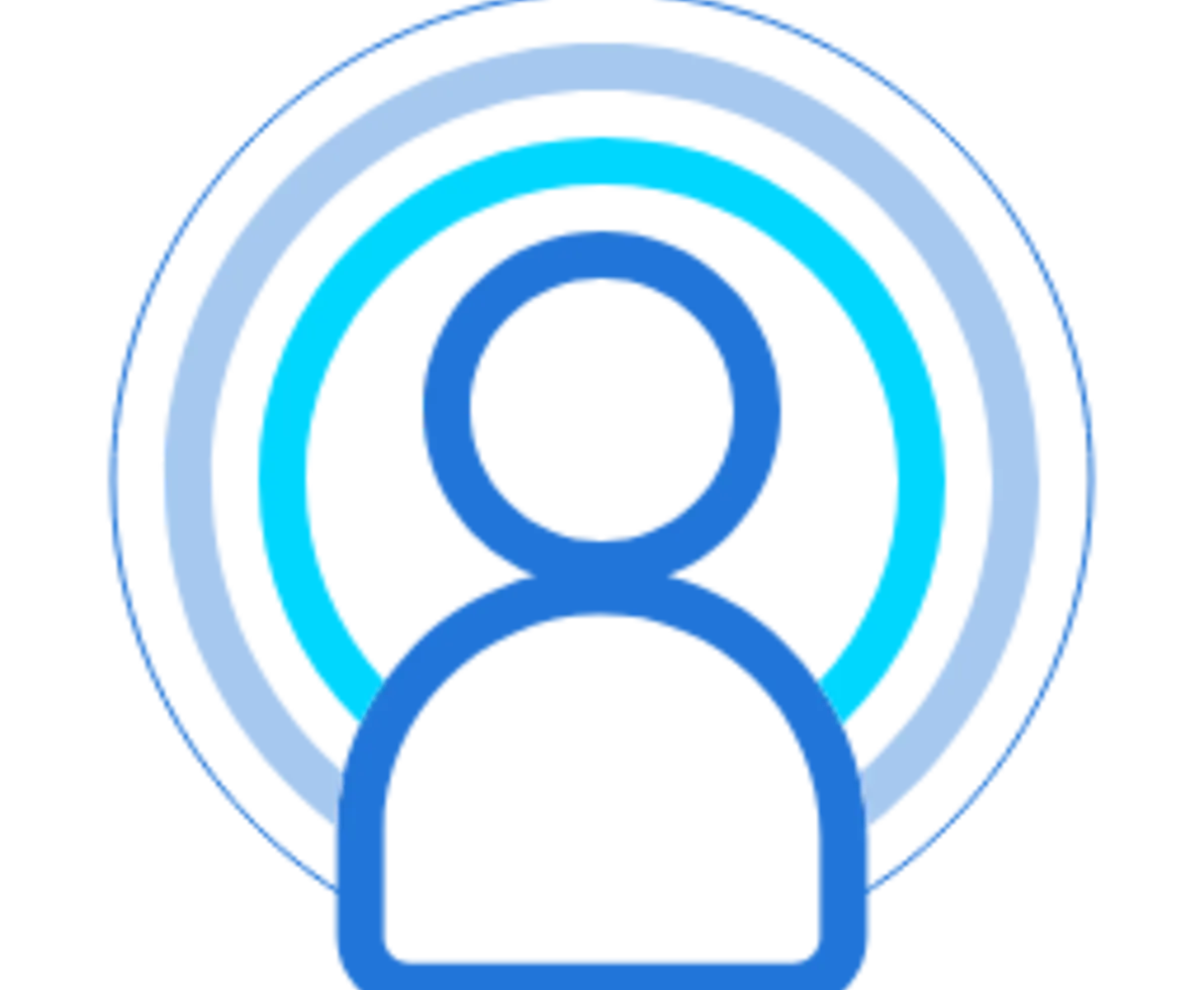 illustration of a person with circles behind them in various shades of blue