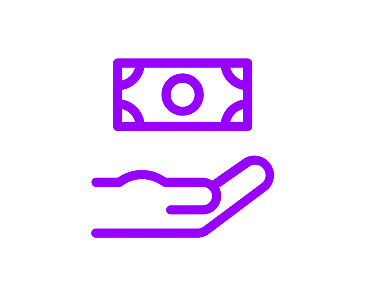 an icon of a hand holding money