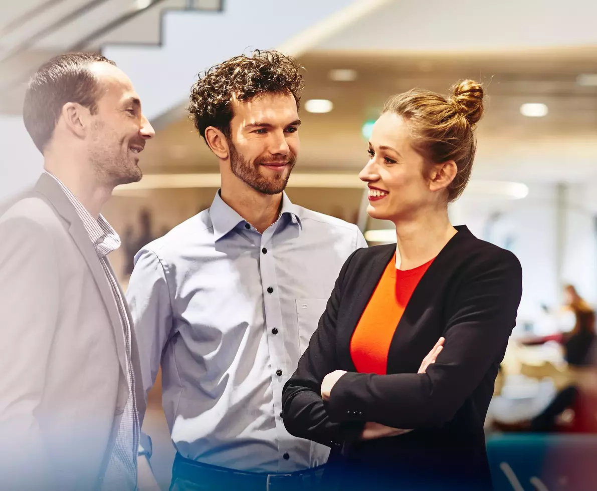 group of colleagues in a casual conversation