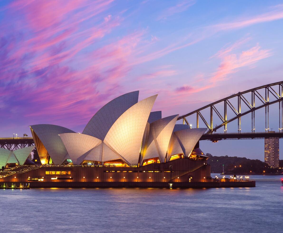 image showing the sydney opera house with the harbour bridge in the background