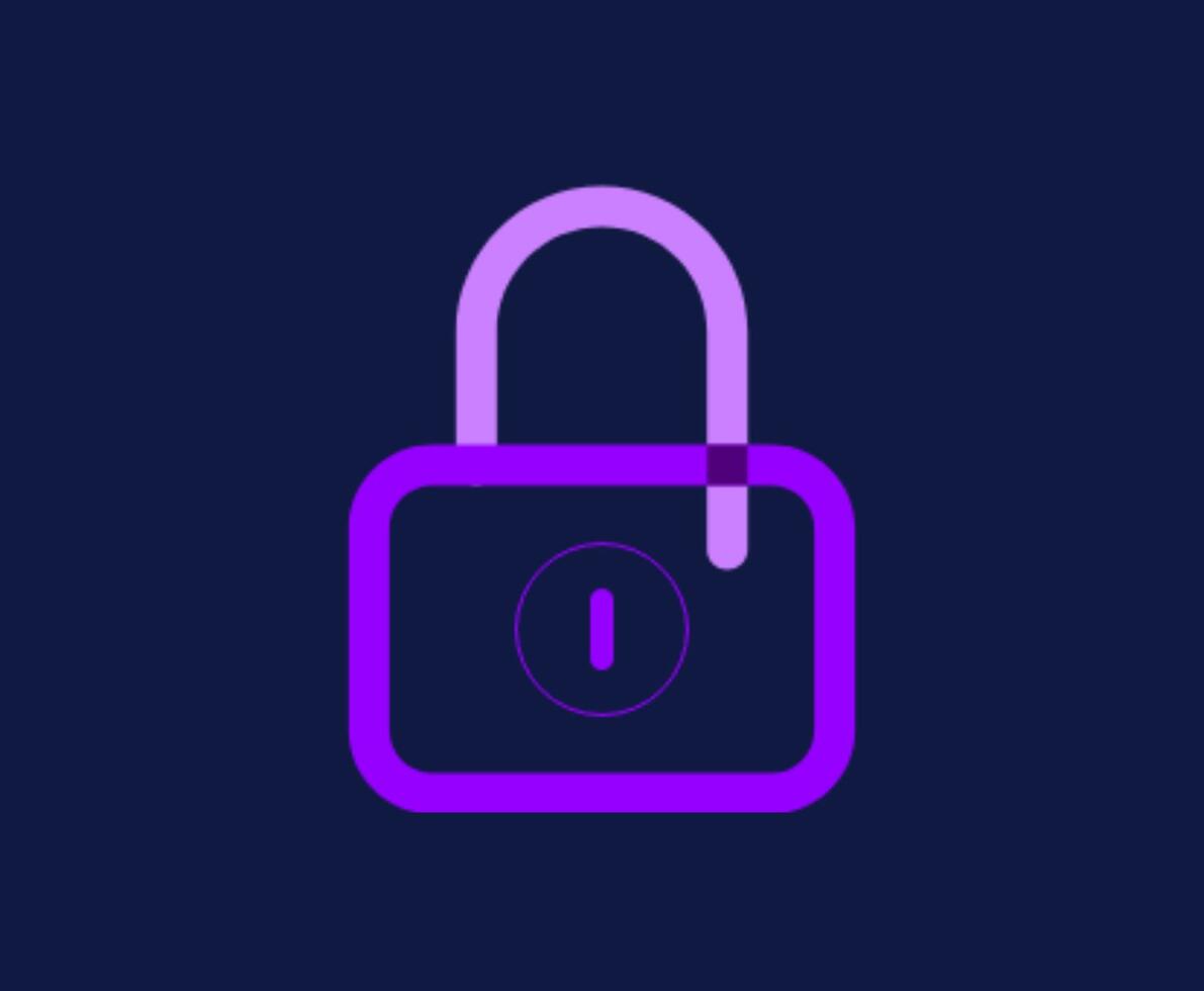 illustration of a lock in shades of purple on a navy background