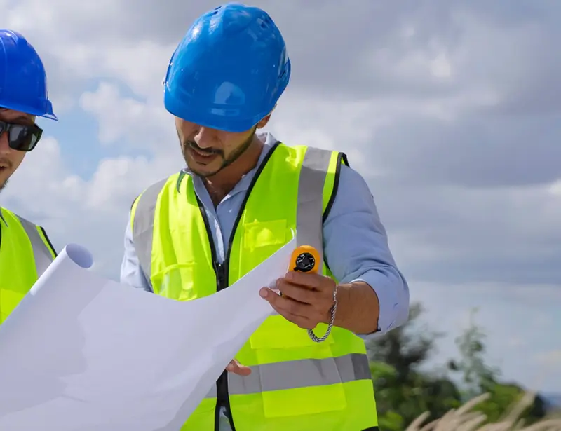 engineering colleagues working in high vis
