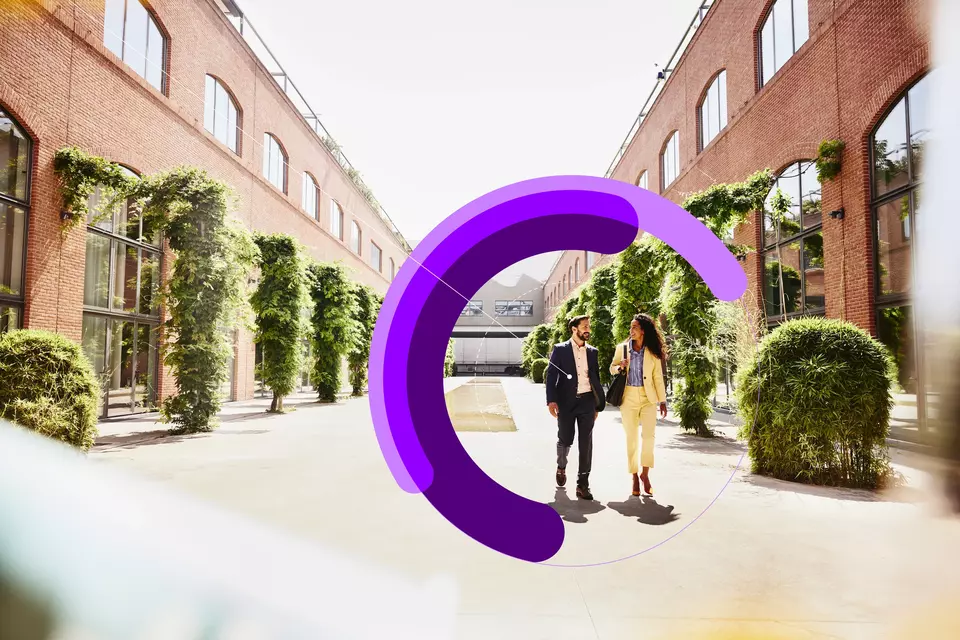 image of people walking and talking