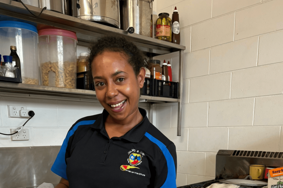 a woman smiling